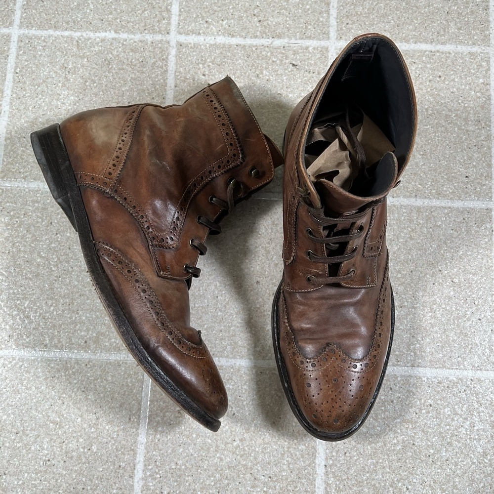To Boot New York Adam Derrick Mens Boots Size 8 Brown Leather Lace Up Wingtip - Picture 2 of 8